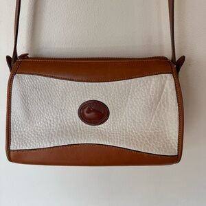 Dooney & Bourke White and Brown pebble all weather Leather Shoulder Bag